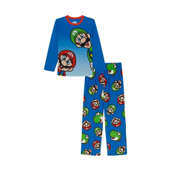 Nintendo Boys Long Sleeve Top and Pants Pajama Set, 2-Piece, Sizes 4-12