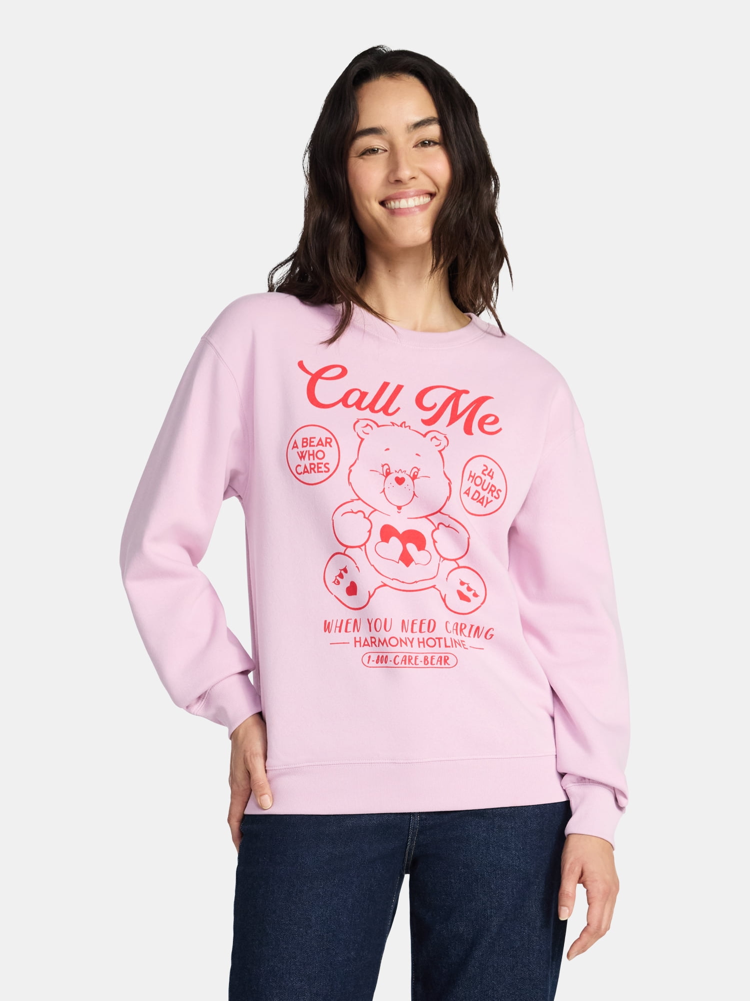Care Bears Women's Valentine's Day Call Me Graphic Sweatshirt, Sizes XXS-XXL