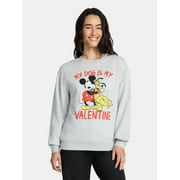 Mickey Mouse Women's My Dog Is My Valentine Graphic Sweatshirt with Long Sleeves, Sizes XXS-XXL
