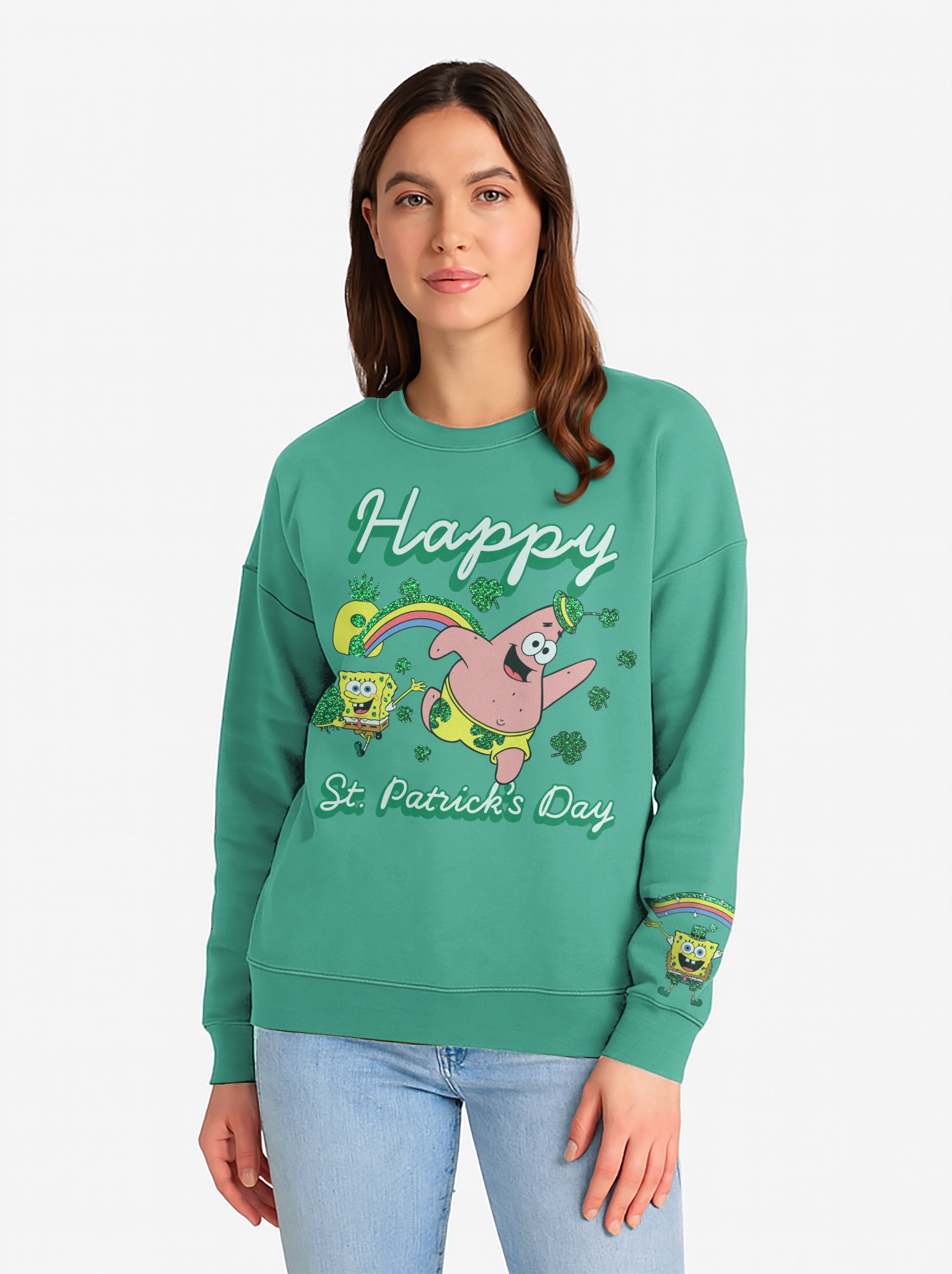SpongeBob SquarePants Women's Saint Patrick's Day Graphic Sweatshirt, Sizes XXS-XXL