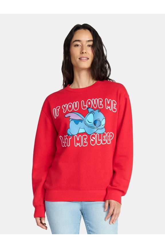 Stitch Women's Valentine's Day If You Love Me Graphic Sweatshirt, Sizes XXS-XXL