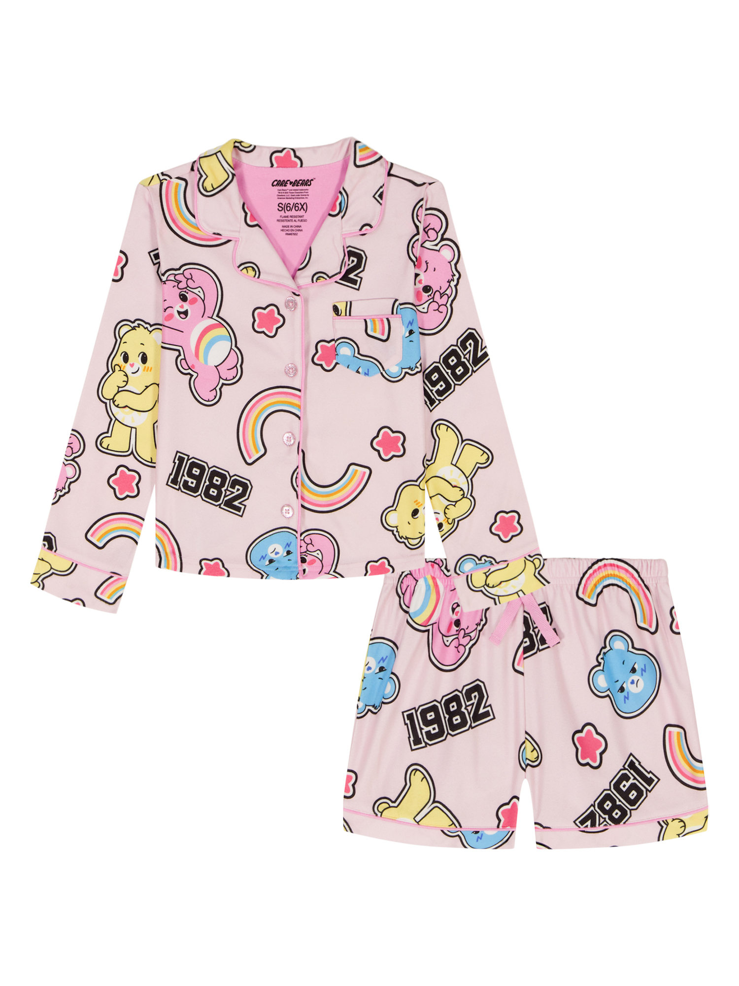 Care Bears Girls Long Sleeve Coat and Shorts Pajama Set, 2-Piece, Sizes 4-16