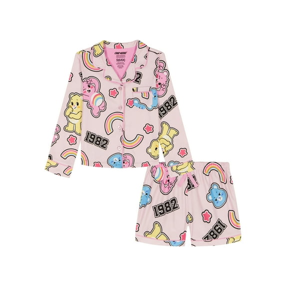 Care Bears Girls Long Sleeve Coat and Shorts Pajama Set, 2-Piece, Sizes 4-16