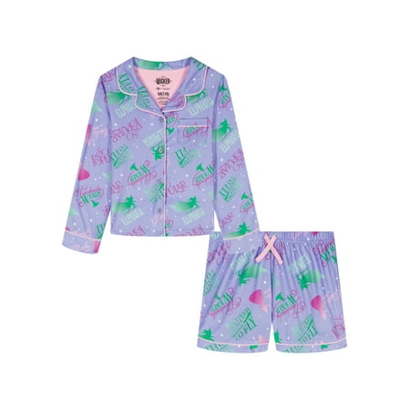 Wicked Girls Long Sleeve Coat and Shorts Pajama Set, 2-Piece, Sizes 4-16