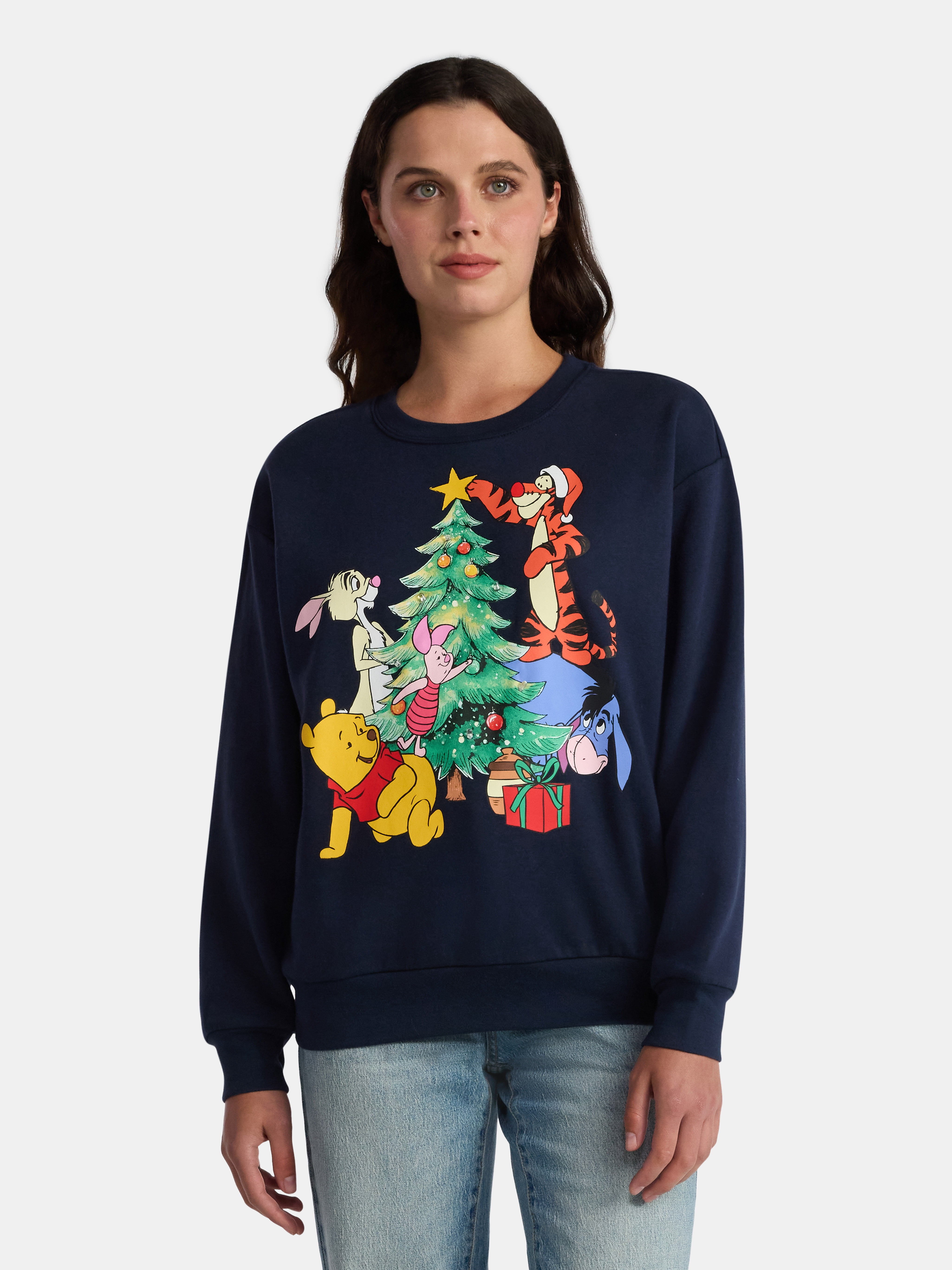 Disney Women’s Winnie The Pooh Christmas Light-Up Fleece Sweatshirt, Sizes XXS-2XL
