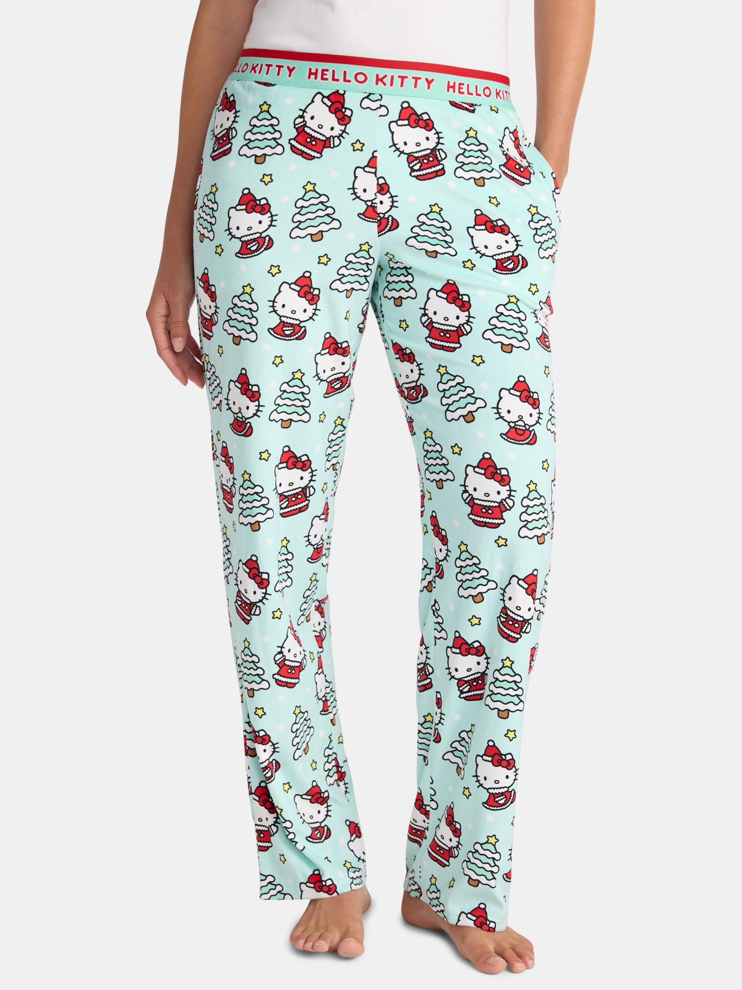 Hello Kitty Women's and Women's Plus Christmas Print Velour Sleep Pants, Sizes XS-3X