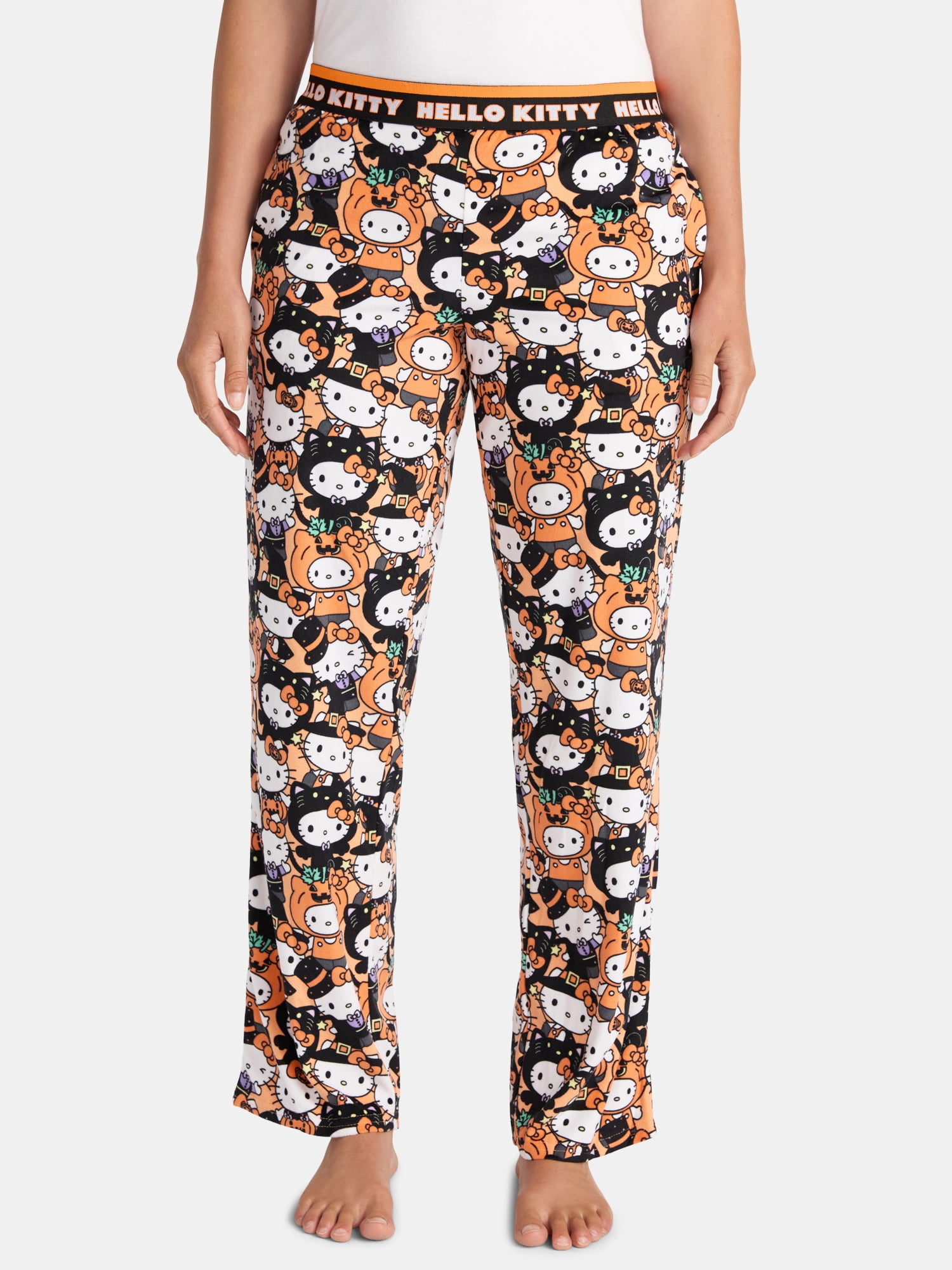 Hello Kitty Women's and Women's Plus Halloween Velour Sleep Pants, Sizes XS-3X
