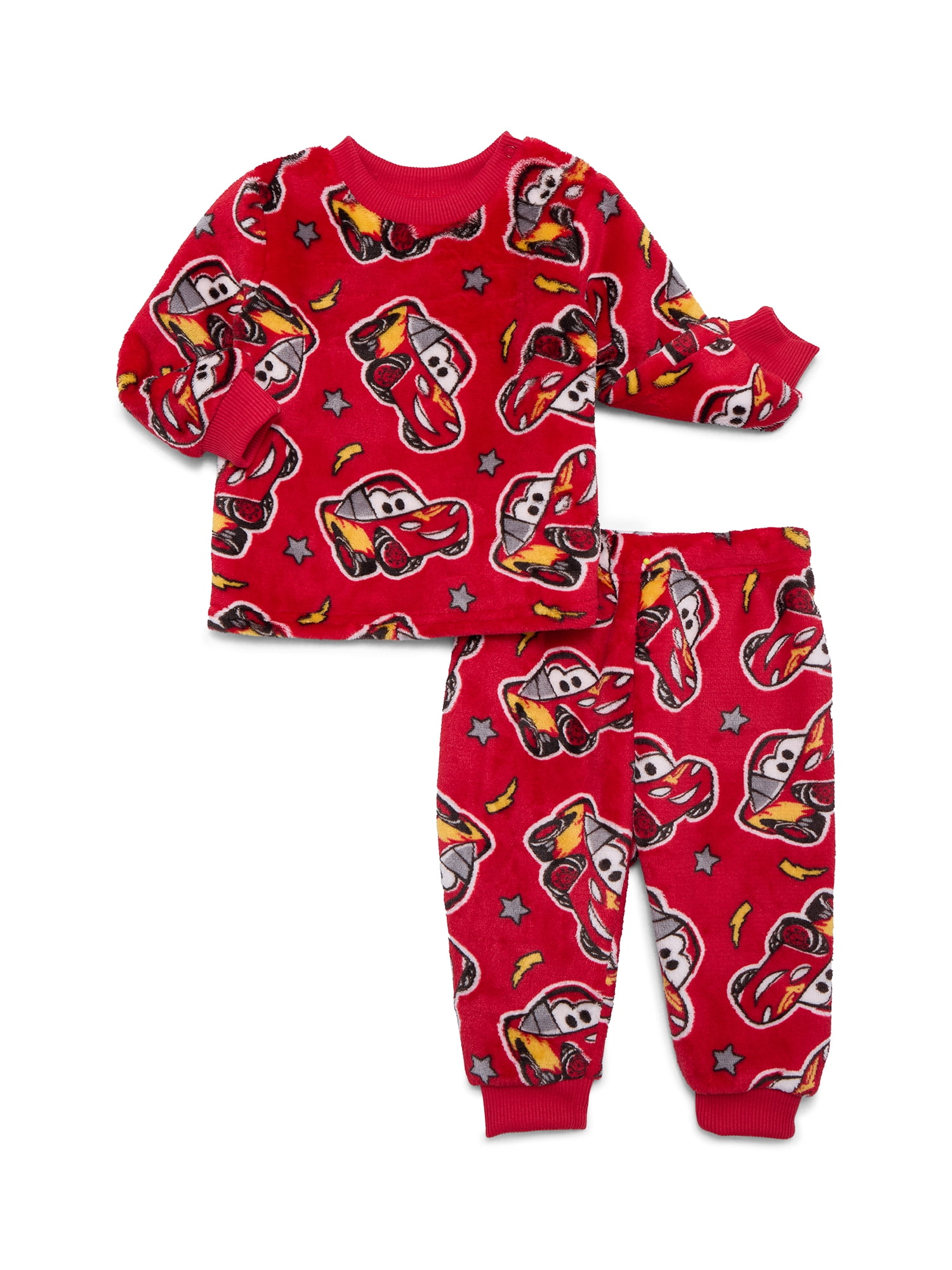 Pixar Cars Baby Long Sleeve Cozy All Over Print Crewneck Sweatshirt with Matching Jogger Pant, 2-Piece, Sizes 0/3M-24M