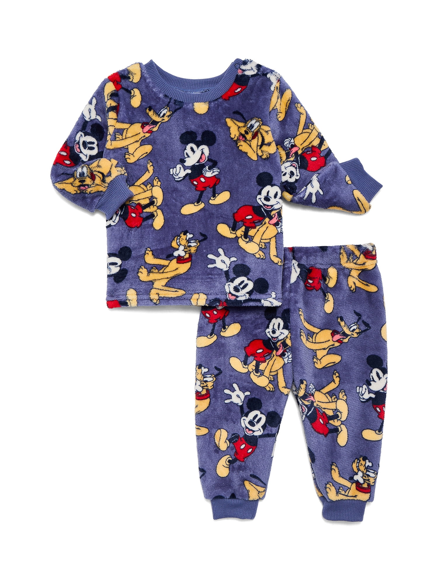 Mickey Mouse Baby Long Sleeve Cozy All Over Print Crewneck Sweatshirt with Matching Jogger Pant, 2-Piece, Sizes 0/3M-24M