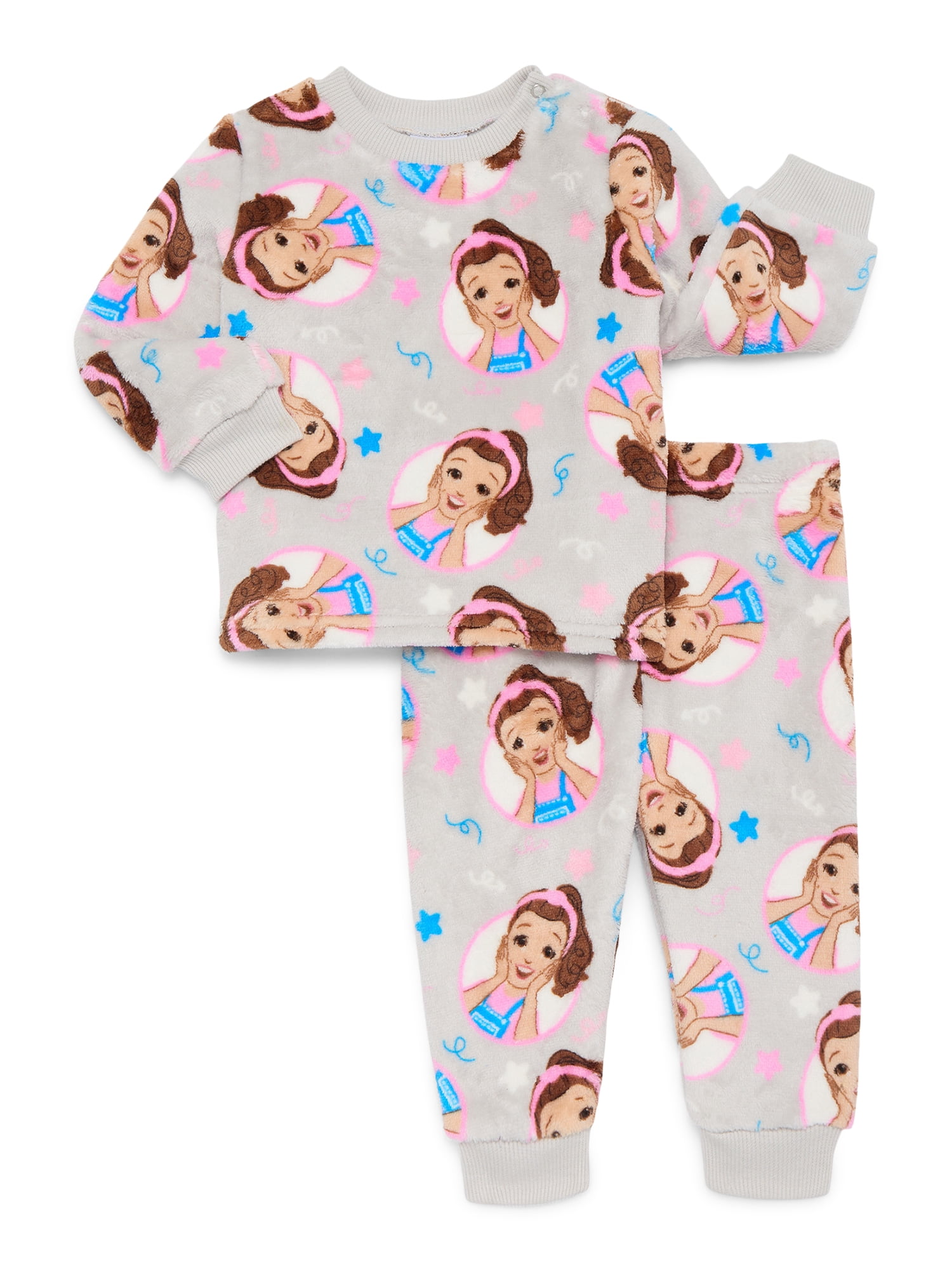 Ms. Rachel Baby Girls Printed Crewneck Sweatshirt and Jogger Pants Set, 2-Piece, Sizes 0/3M-24M