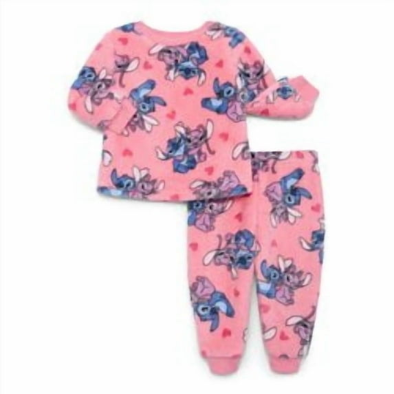 Stitch and Angel Baby Girls Printed Crewneck Sweatshirt and Joggers Set, 2-Piece, Sizes 0/3M-24M