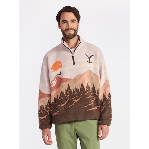 Men's & Big Men's Faux Shearling Quarter-Zip Jacket, Sizes S-3XL