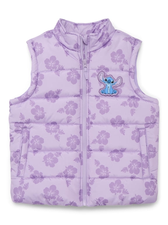 Stitch Girls Puffer Vest, Sizes 4-12