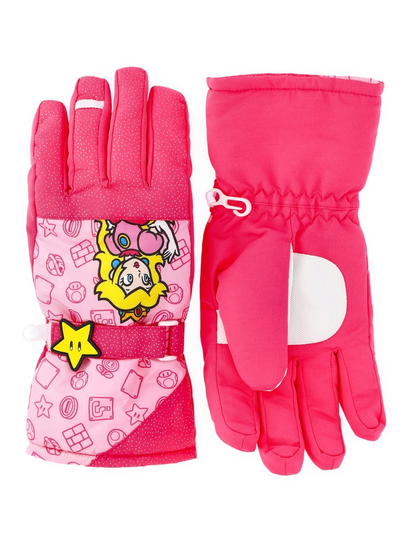 Super Mario Girls' Princess Peach Ski Gloves, Sizes S-XL - Walmart.com