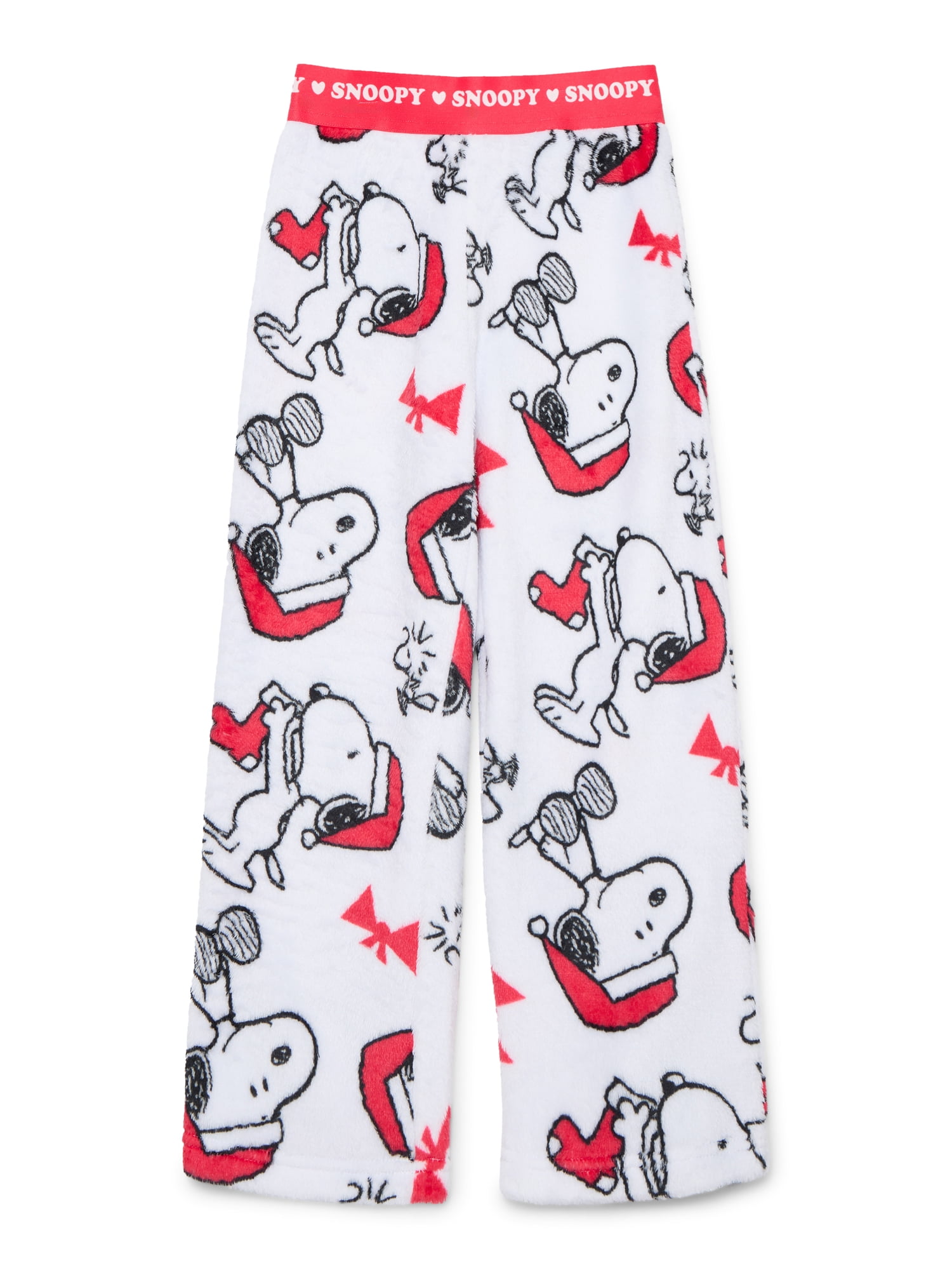 Peanuts Little and Big Girls Snoopy Holiday Plush Pajama Pants, Sizes 4-16