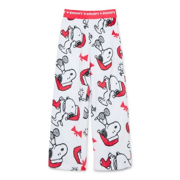 Peanuts Little and Big Girls Snoopy Holiday Plush Pajama Pants, Sizes 4-16