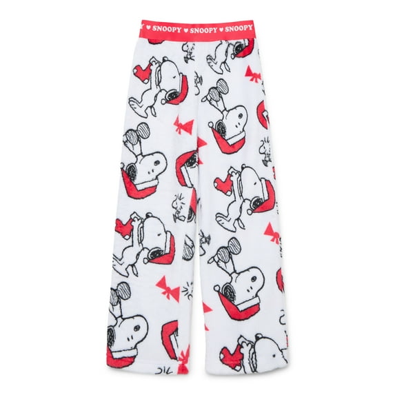 Peanuts Little and Big Girls Snoopy Holiday Plush Pajama Pants, Sizes 4-16