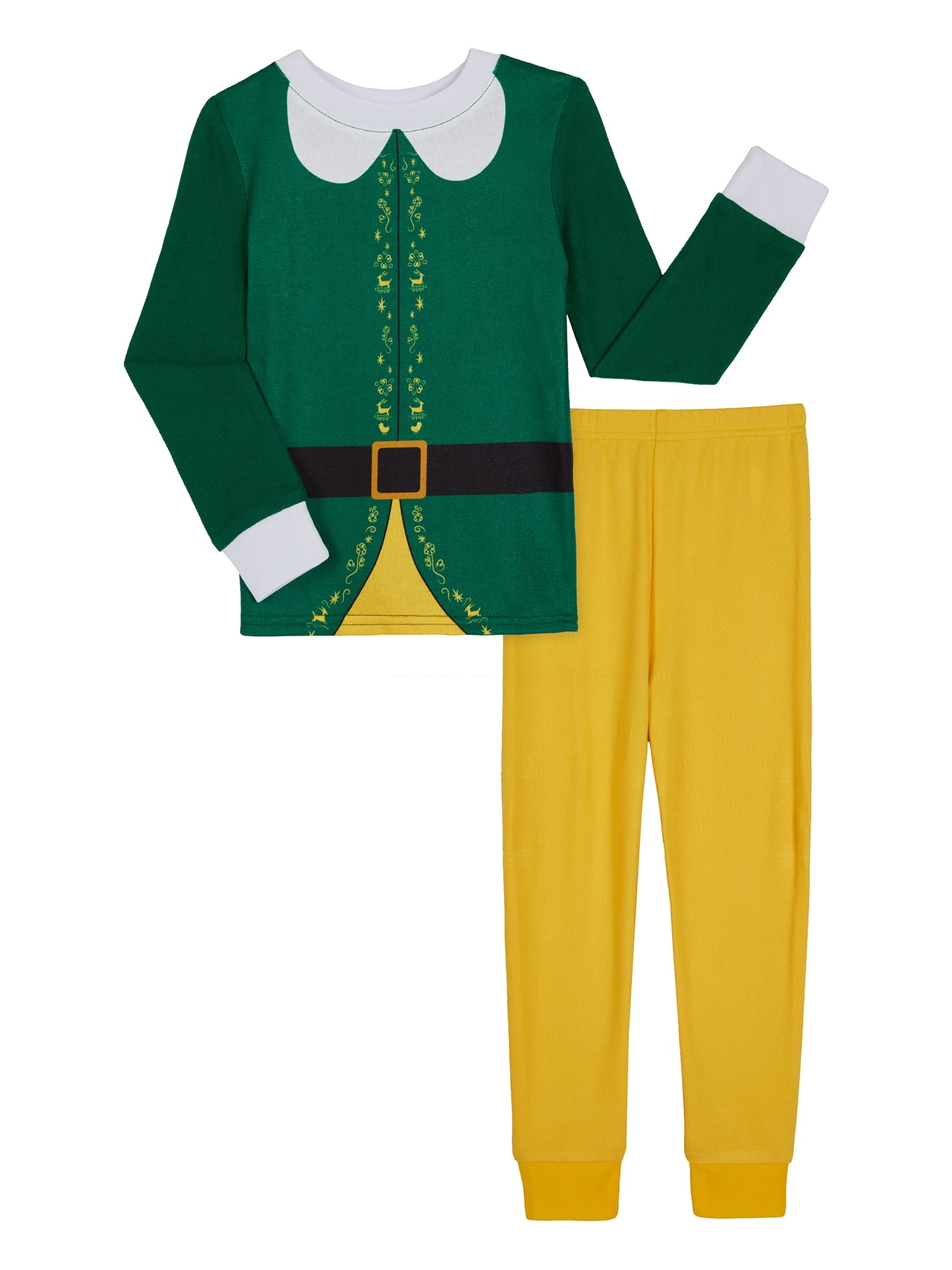 Elf Boys Snug Fit Long Sleeve Top and Sleep Pants, 2-Piece Pajama Set, Sizes 4-10