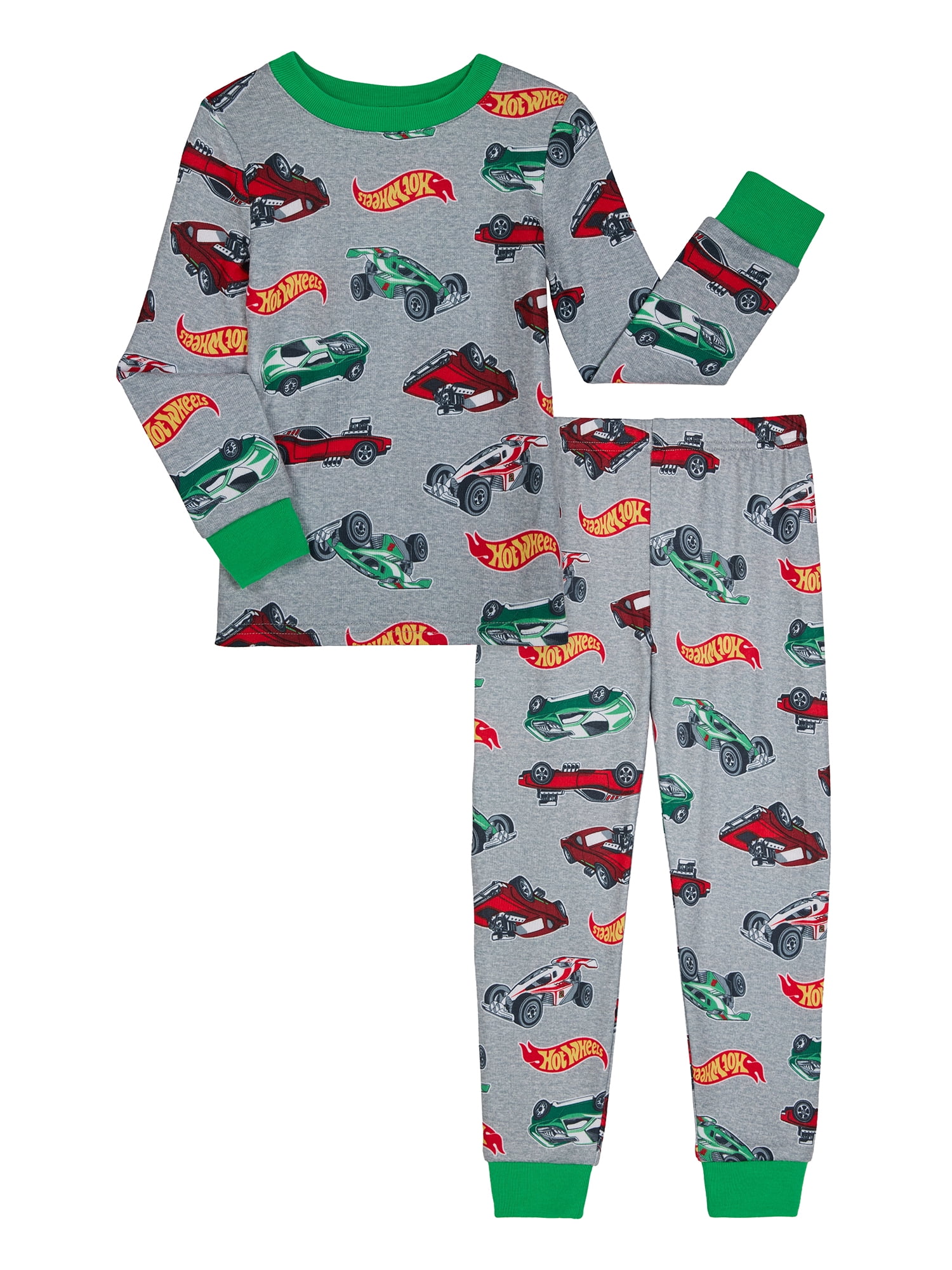 Hot Wheels Boys Snug Fit Long Sleeve Top and Sleep Pants, 2-Piece Pajama Set, Sizes 4-10