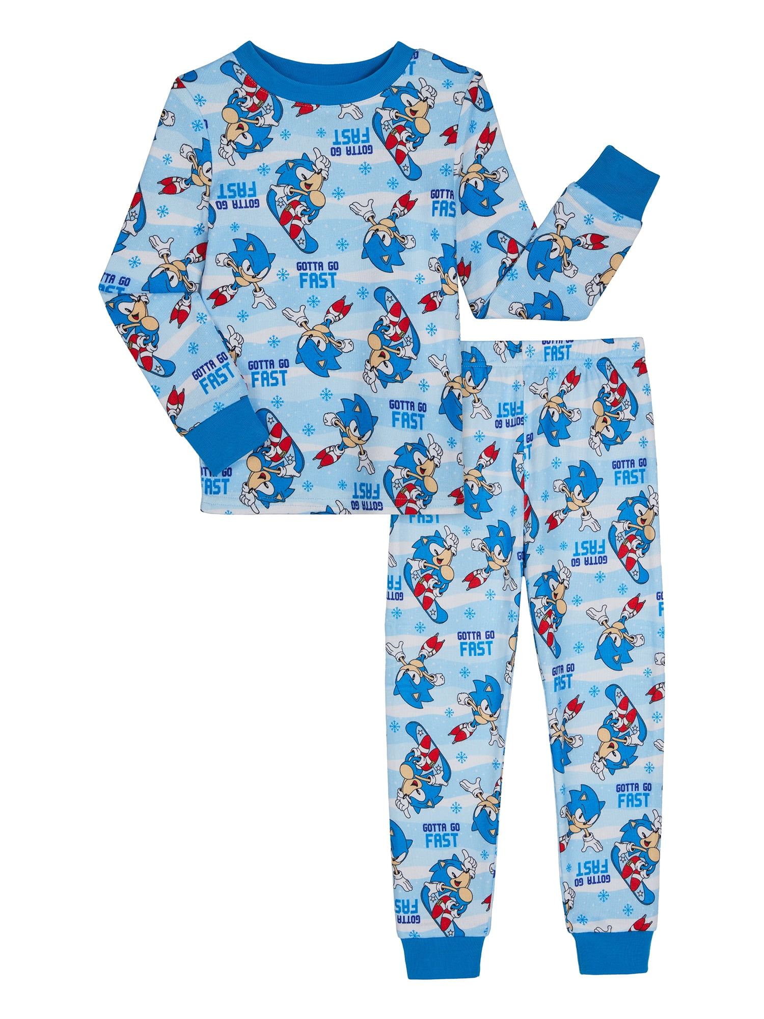 Sonic the Hedgehog Boys Snug Fit Long Sleeve Top and Sleep Pants, 2-Piece Pajama Set, Sizes 4-10