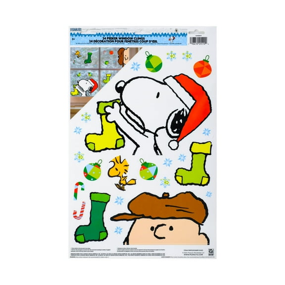 Licensed Snoopy Peeker Window Cling, Mulit Color, 10.75" x 16.75", Reusable, by Ruz