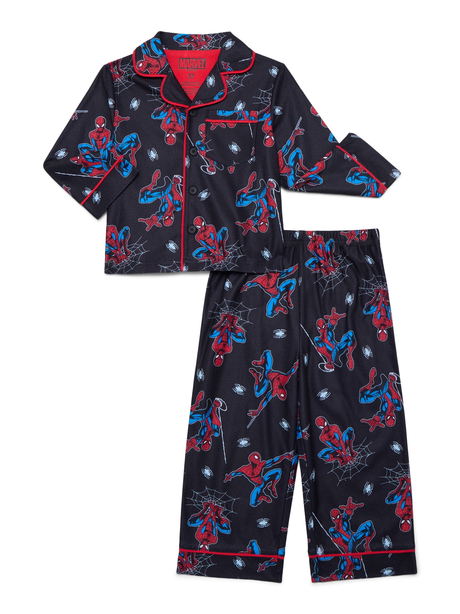Spider-Man Toddler Boys Long Sleeve Top and Pants Pajama Coat Set, 2-Piece, Sizes 2T-5T
