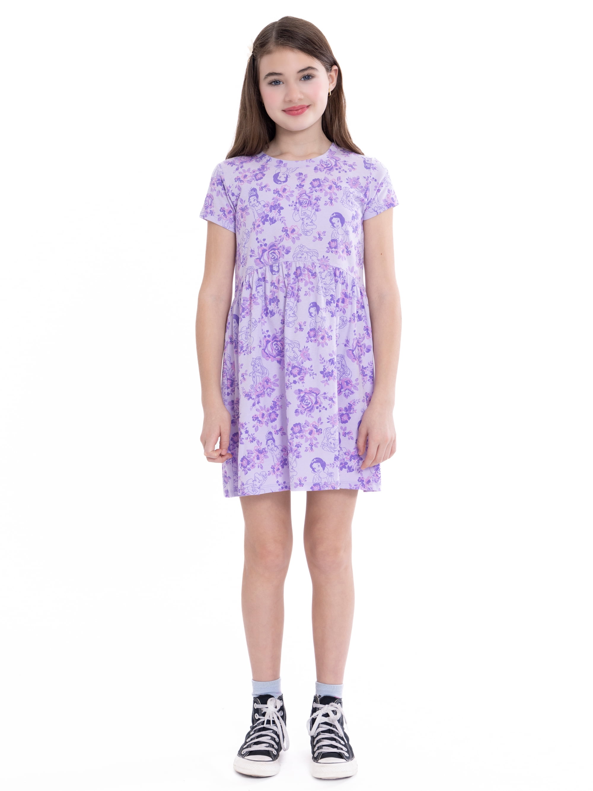 Disney Princess Girls Dress with Short Sleeves, Sizes XS-L