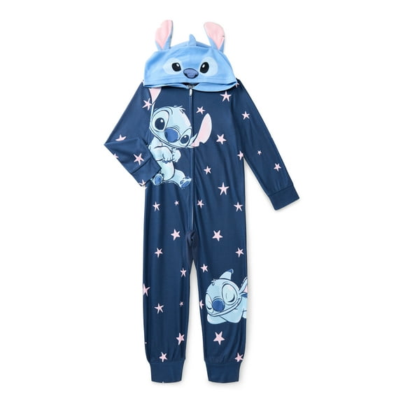 Stitch Girls Fleece Union Suit with Hood, Sizes 4-12