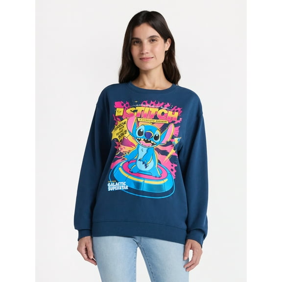 Disney Women's Stitch Sweatshirt with Long Sleeves, Sizes XXS-XXL