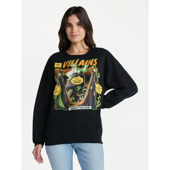Disney Women's Villains Sweatshirt with Long Sleeves, Sizes XXS-XXL