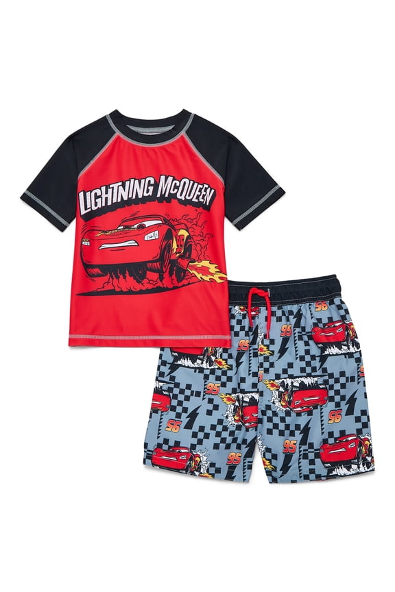 Character Toddler Boy Short-Sleeve Rash Guard and Swim Trunk Set, Sizes 12M-5T