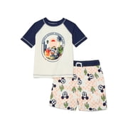Character Toddler Boy Short-Sleeve Rash Guard and Swim Trunk Set, Sizes 12M-5T