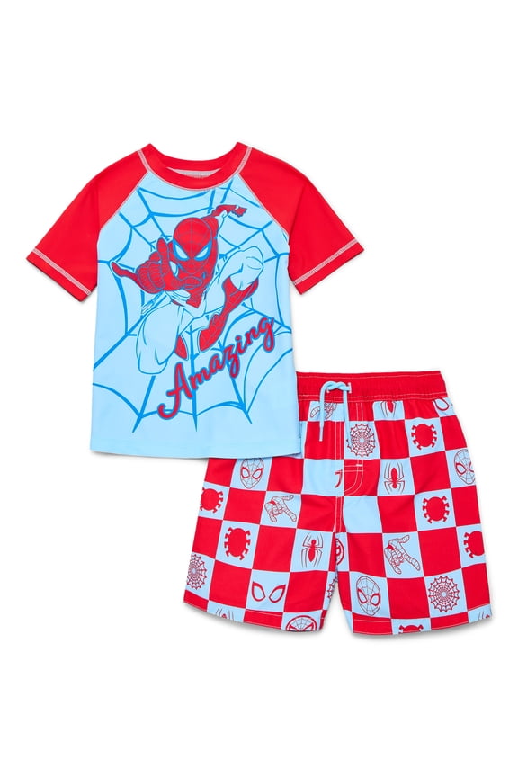 Character Toddler Boy Short-Sleeve Rash Guard and Swim Trunk Set, Sizes 12M-5T