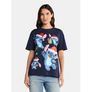 Disney Stitch Women's Christmas Graphic Tee, Sizes XXS-XXL