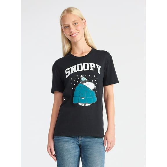 Snoopy Women's Graphic Print Tee with Short Sleeves, Sizes XXS-XXL