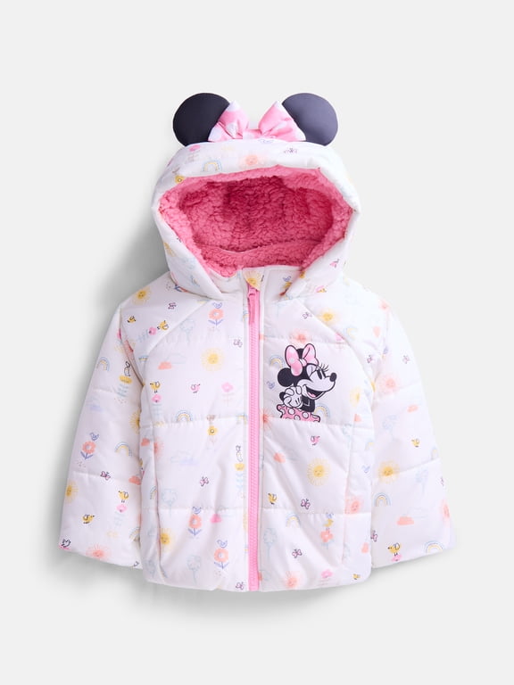 Licensed Character Toddler Girls Hooded Puffer Jacket, Sizes 12M-5T