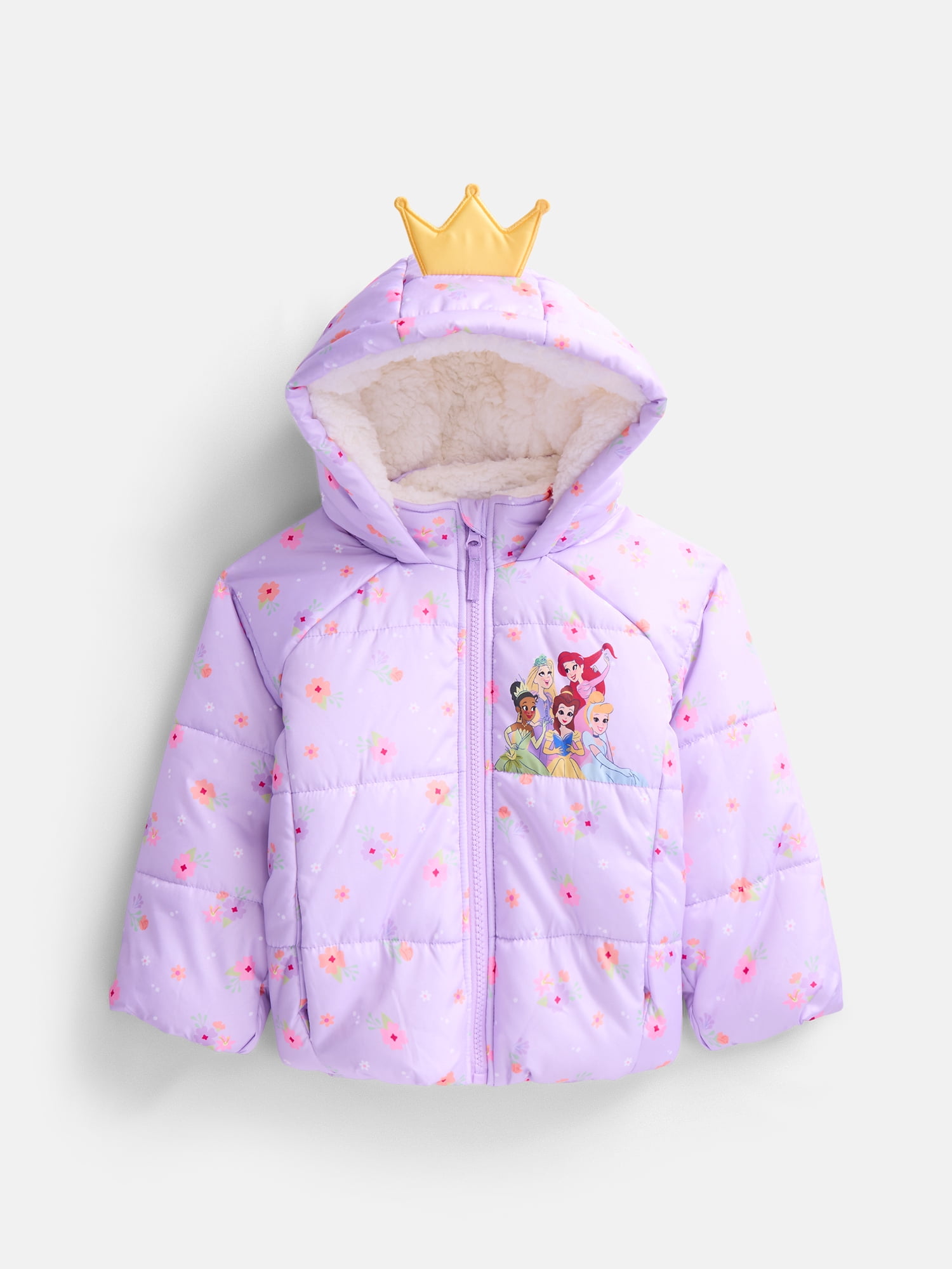 Disney Princess Toddler Girls Hooded Puffer Jacket, Sizes 12M-5T