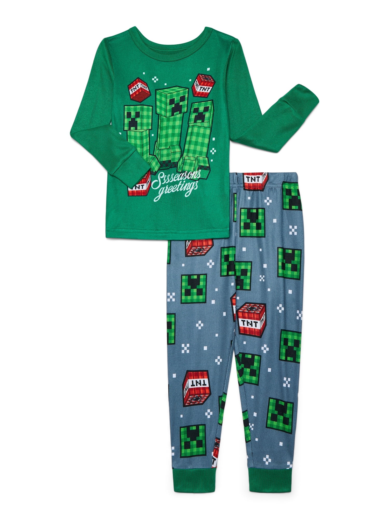 Minecraft Boys Christmas Long Sleeve Top and Pants Sleep Set, 2-Piece, Sizes 4-10
