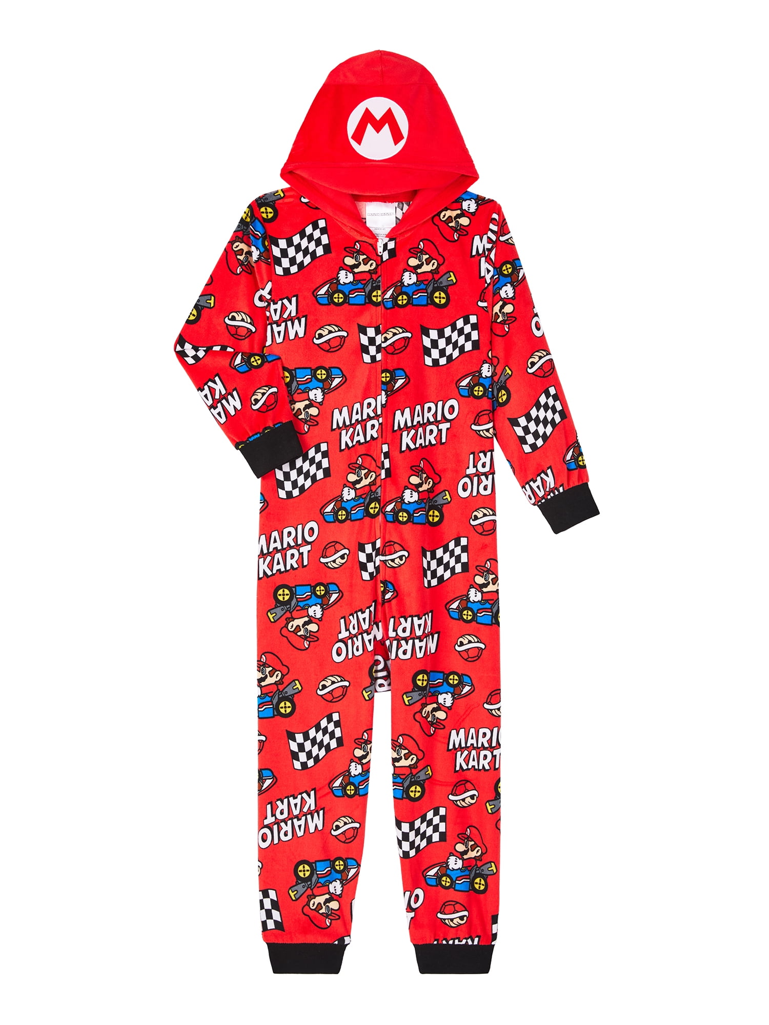 Super Mario Boys Hooded Union Suit Pajama, Sizes 4-12