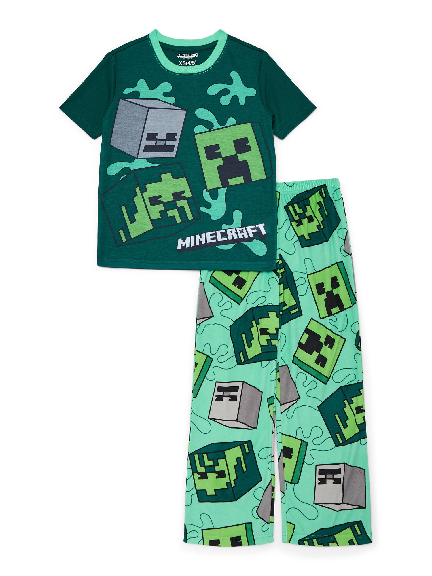 Minecraft Boys Short Sleeve Top and Pants Pajama Set, 2-Piece, Sizes 4-16