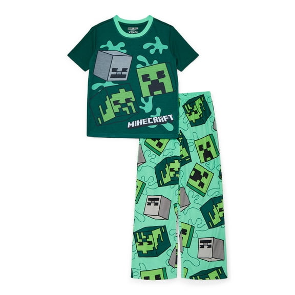 Minecraft Boys Short Sleeve Top and Pants Pajama Set, 2-Piece, Sizes 4-16