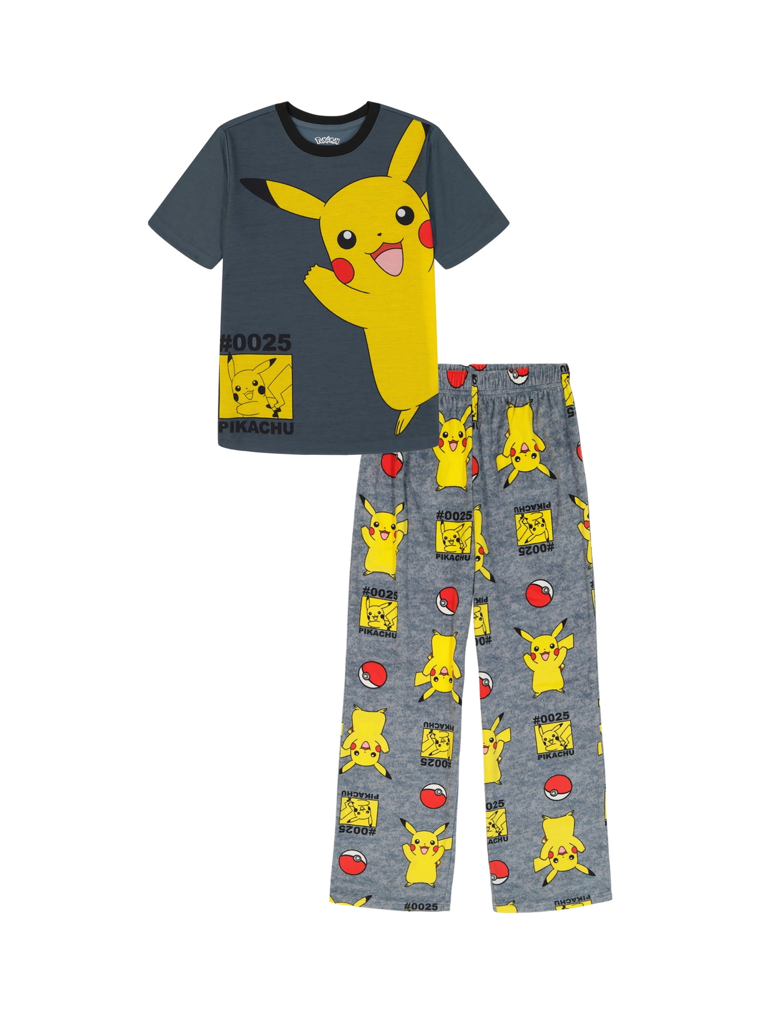Pokemon Boys Short Sleeve Top and Pants Pajama Set, 2-Piece, Sizes 4-12
