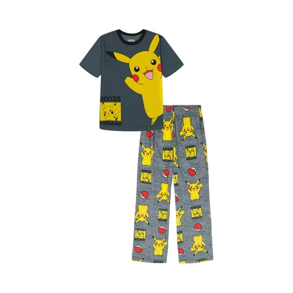 Pokemon Boys Short Sleeve Top and Pants Pajama Set, 2-Piece, Sizes 4-12