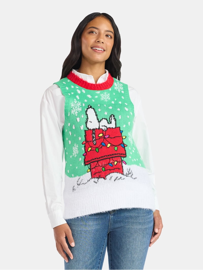 Peanuts Women's Embellished Christmas Sweater Vest, Sizes XXS-XXL