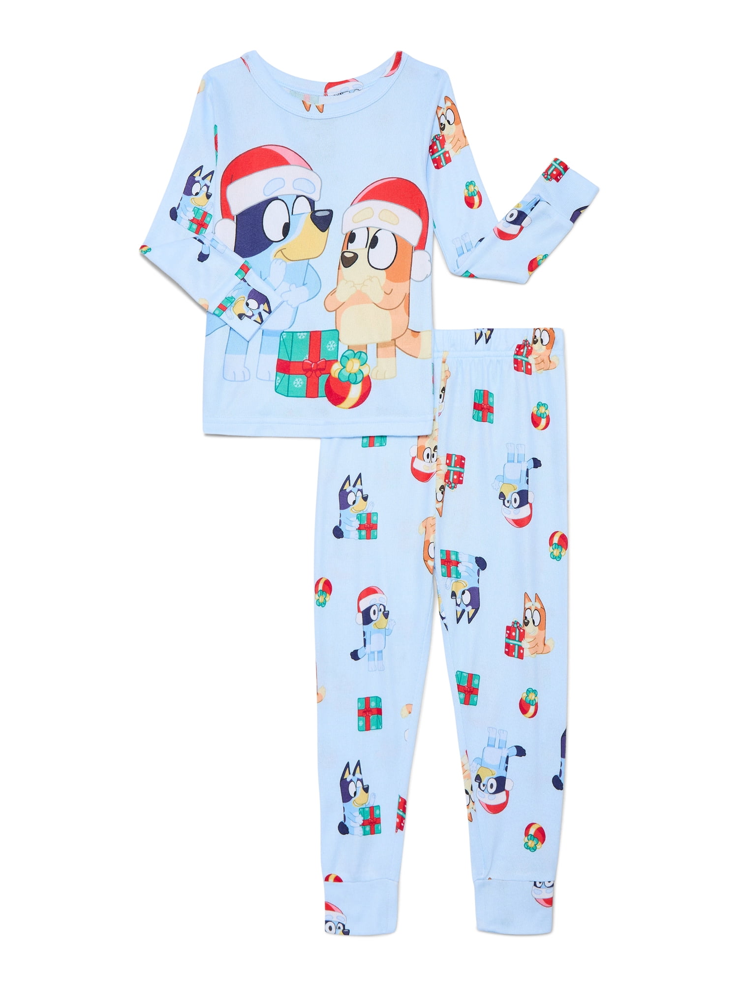 Bluey Toddlers' Christmas Snug Fit Top and Pants Pajama Set, 2-Piece, Sizes 12M-5T