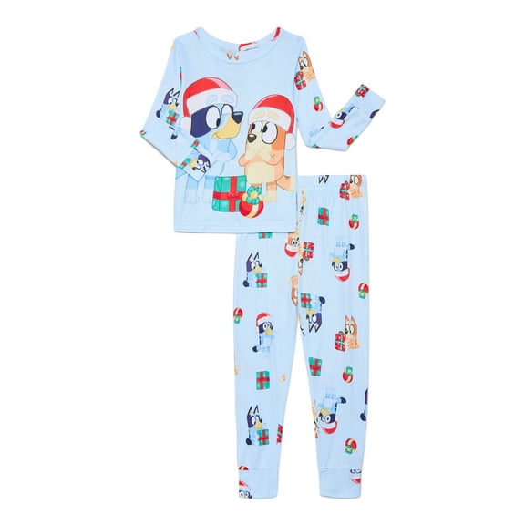 Bluey Toddlers' Christmas Snug Fit Top and Pants Pajama Set, 2-Piece, Sizes 12M-5T