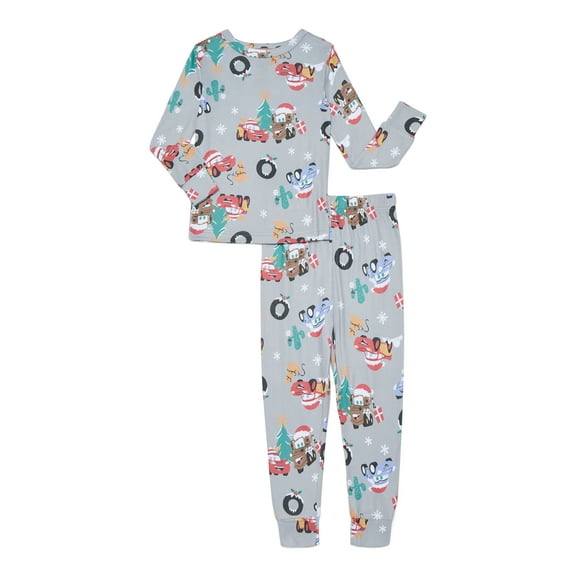 Pixar Cars Toddler Boys Christmas Snug Fit Top and Pants Pajama Set, 2-Piece, Sizes 12M-5T