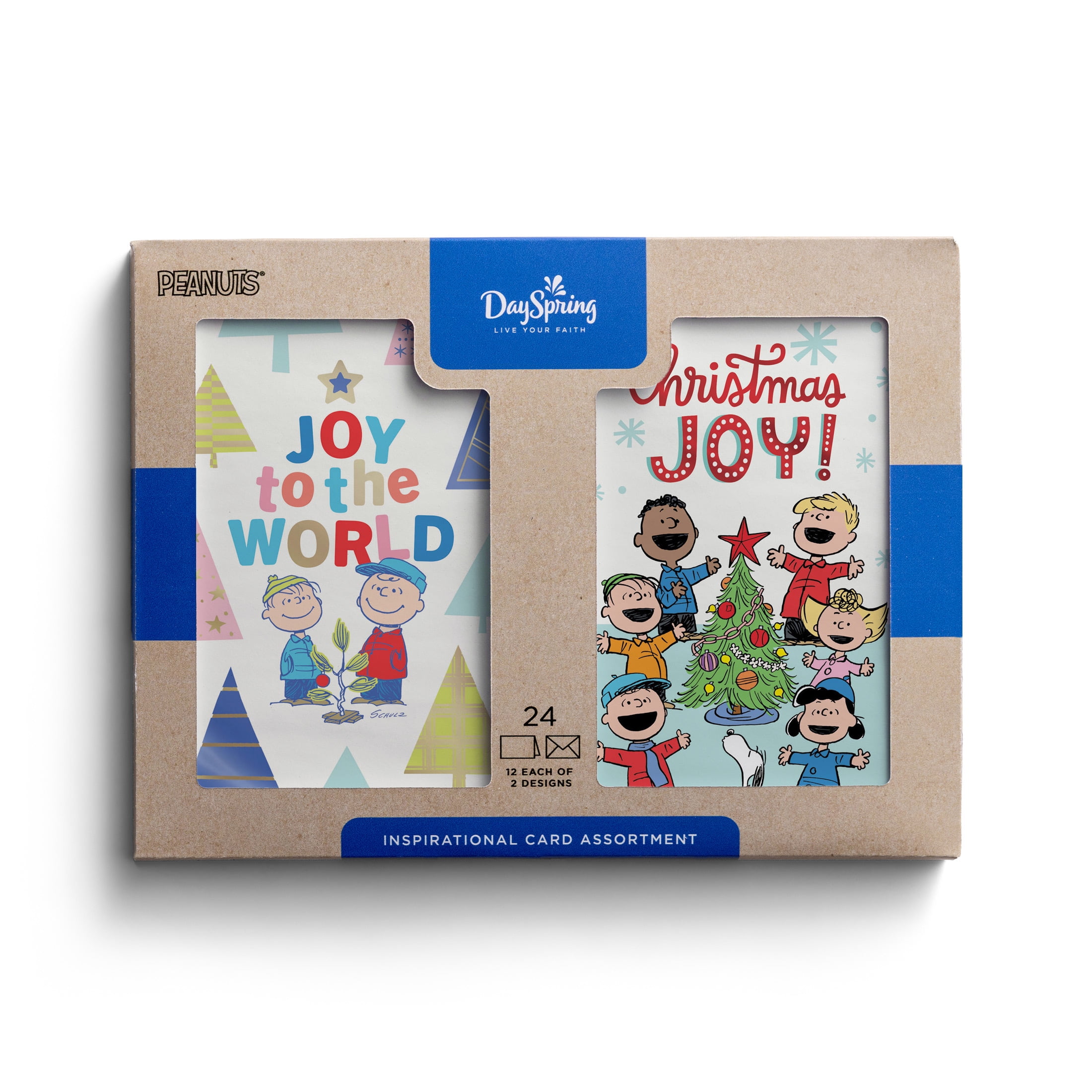 2025 DaySpring - Peanuts Assortment - 24 Christmas Cards, Boxed Cards, KJV & MSG