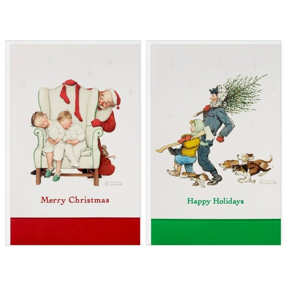 Hallmark Norman Rockwell Assorted Christmas Cards (Classic Artwork), Pack of 24