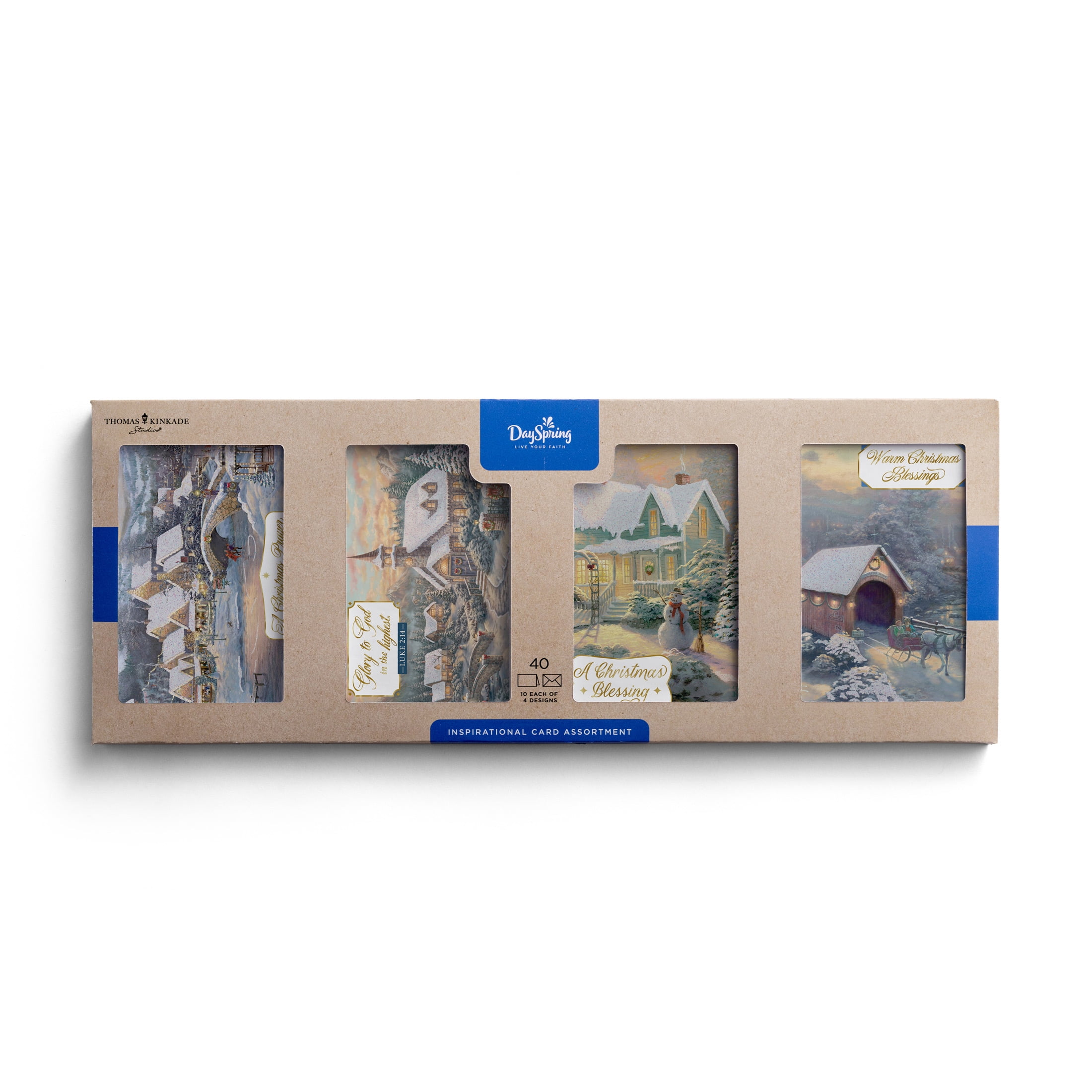 2025 DaySpring - Inspirational Thomas Kincade Assortment - 40 Christmas Cards, KJV